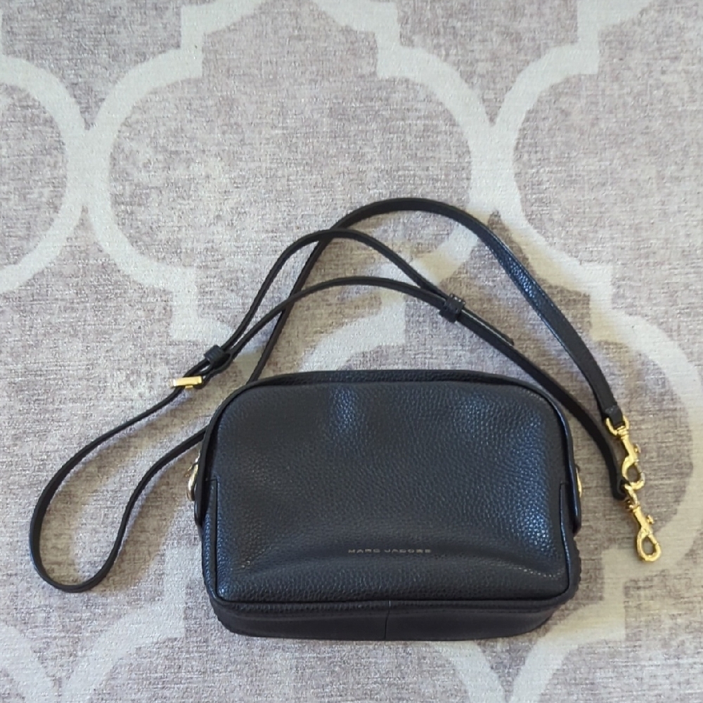 Marc Jacobs Black Leather Crossbody Bag E-the Squeeze - Picture 1 of 9